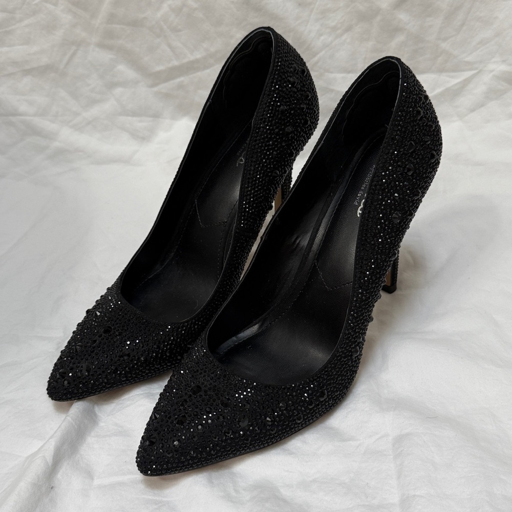 Women’s Charles By Charles David Black Rhinestone Stiletto High Heels. Size 8 - Picture 3 of 15